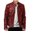 Mens Leather Jacket Youth Stand Collar Punk Motorcycle Leather Jacket Stylish Durable Comfortable Fashionable Outerwear