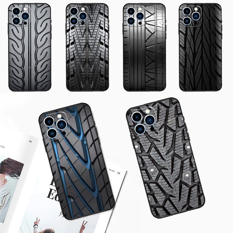 Black Tire Tyre Tread Texture Case For Oppo A15 A17 A57 A6 A5 Pro A54 A74 A94 A16 A76 A96 A40 A60 A80 A18 A38 A58 A78 A98
