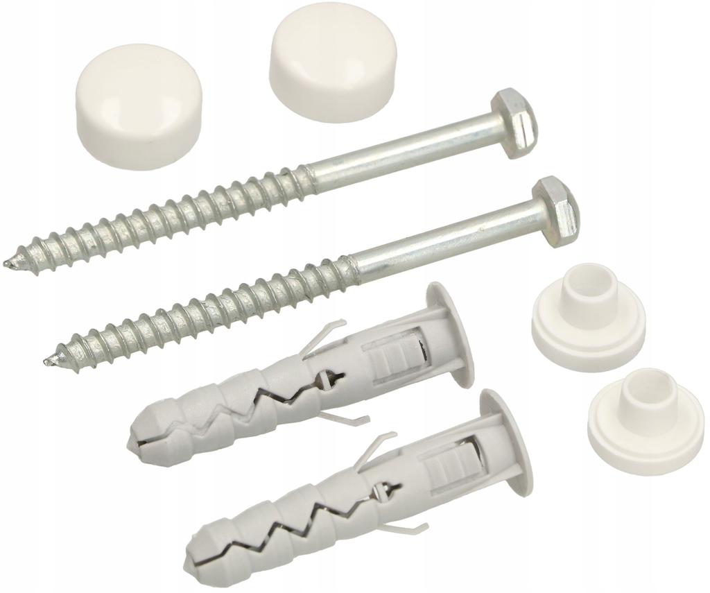Toilet bowl mounting pins - white set