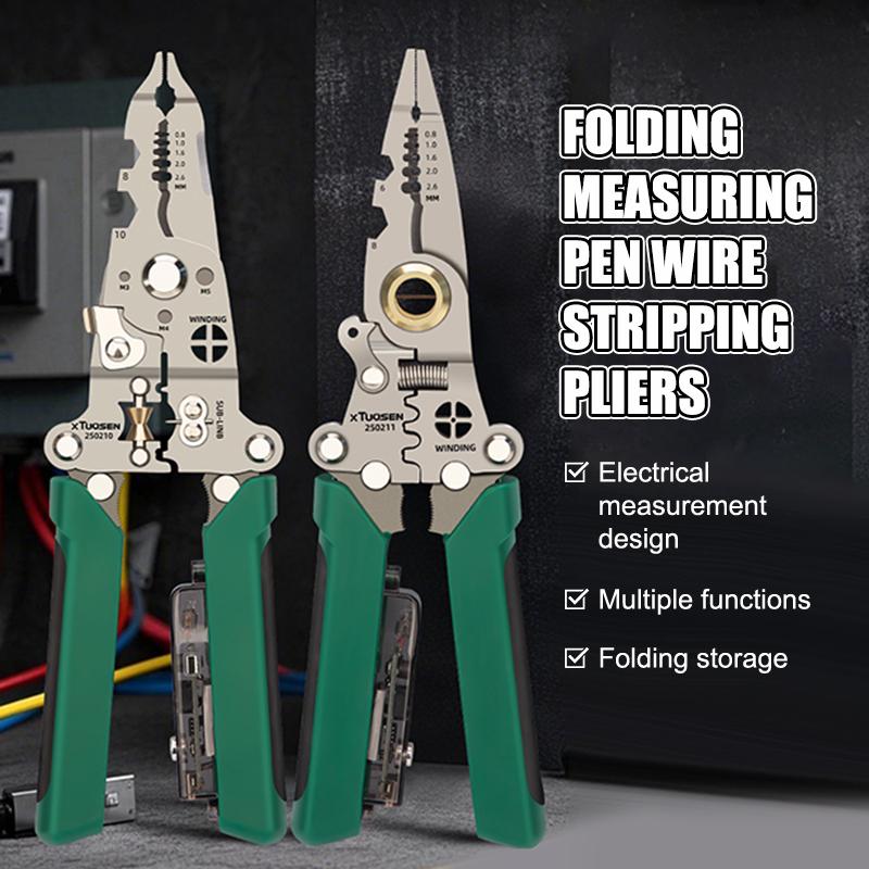Многофункциональный стриппер для проводов с электрическим тестером, складной инструмент для резки кабеля и обжима, электрические складные плоскогубцы для резки