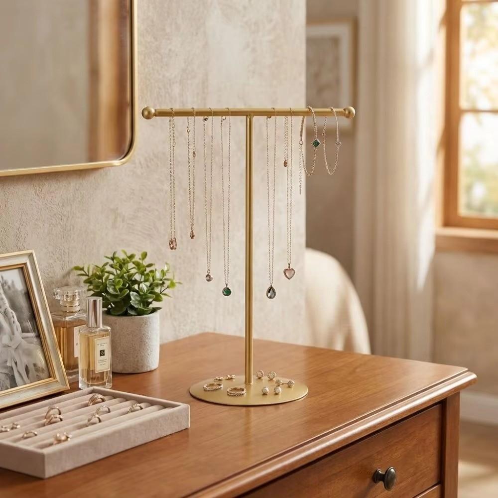 Horizontal Jewelry Display Stand Metal Frame Necklace Holder Portable Jewelry Rack