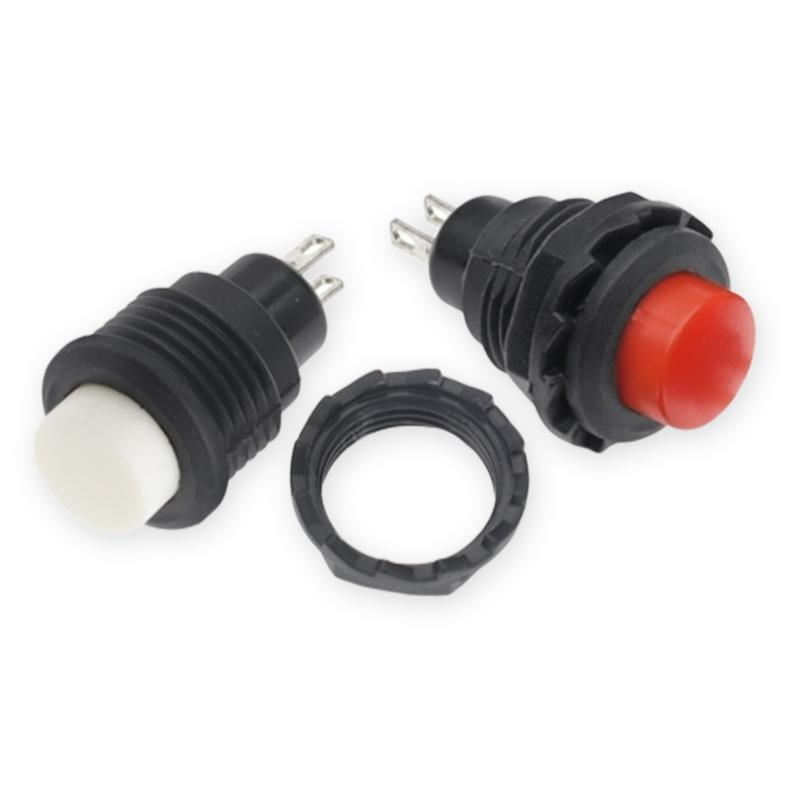 10PCS Red Plastic Self Resetting Power Button Switch R13-502 Opening 12mm 1.5A 250V/3A 125V Nut Fixed Type Circular Push Switch Switches4