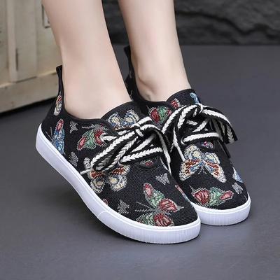 Женские милые парусиновые туфли с круглым носком, высокого качества, противоскользящие, женские крутые удобные весенне-летние туфли для студенток ab605