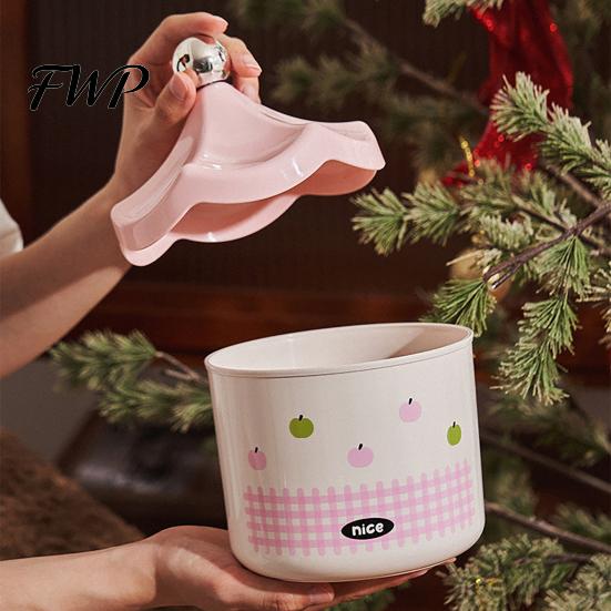 Kawaii Desk Organizer Desktop Trash Can with Flip-top Lid, Macaron Colors Castle Roof Shape, Bedroom Decorative Mini Storage Bin for Office