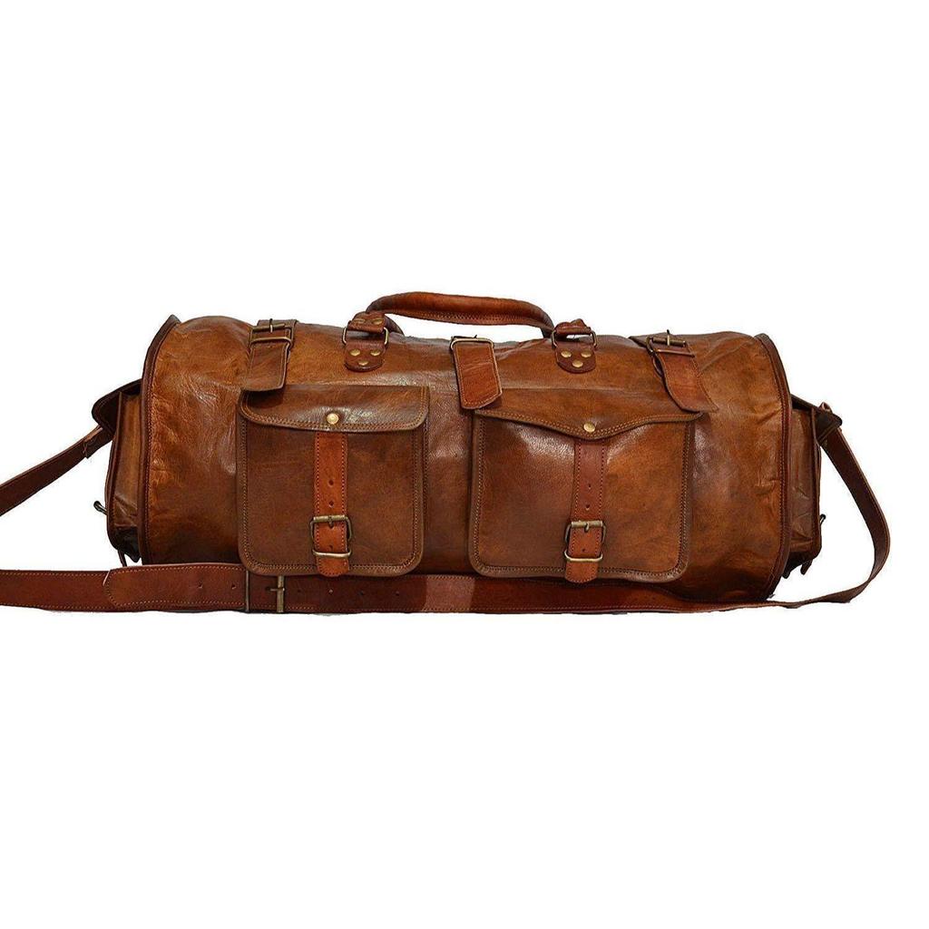 Custom Leather Handmade Travel Luggage Duffel Weekend Gym Overnight Bag Vintage
