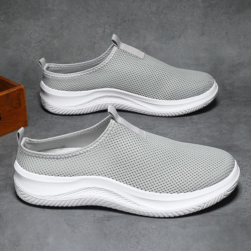 Летние мужские кроссовки большого размера с сетчатой воздушной вставкой, ультралегкие, унисекс, домашние тапочки