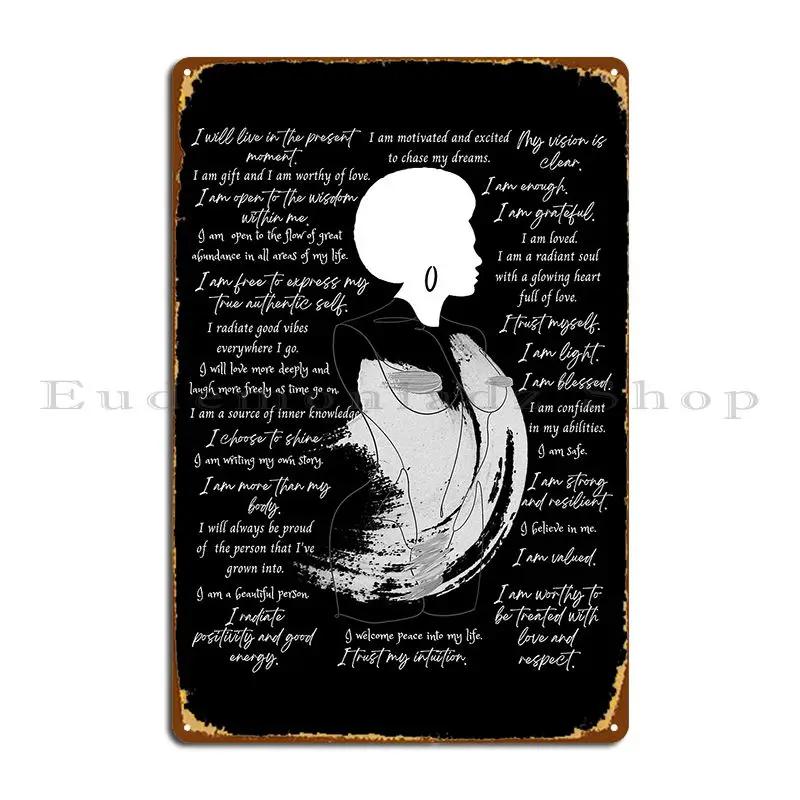 Afro Woman And Empowering Affirmations N Metal Sign Home Home Bar Printed Garage Tin Sign Poster