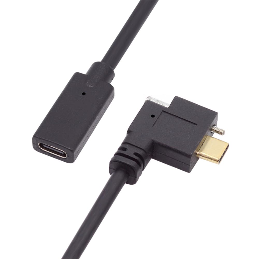 Cablecc Угловой кабель-удлинитель USB Type C 10 Гбит/с для передачи данных с винтовым замком, штекер-штекер для Realsense VR Quest Link 3.1 USB-C, гнездо, камера,
