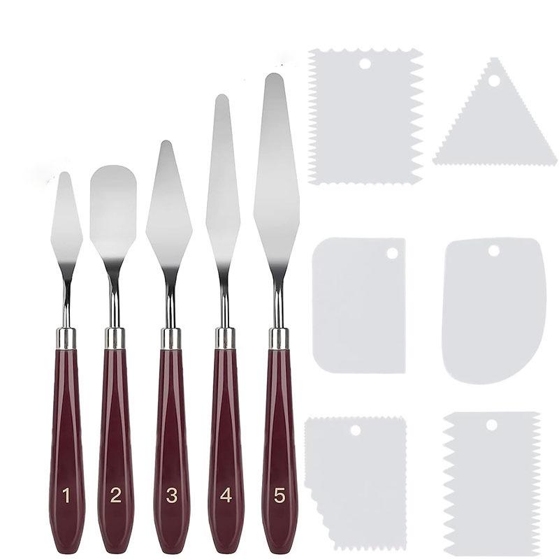 Oil Painting Palette and Spatula Set: Knife Set for Acrylic, Gouache, and Pigment