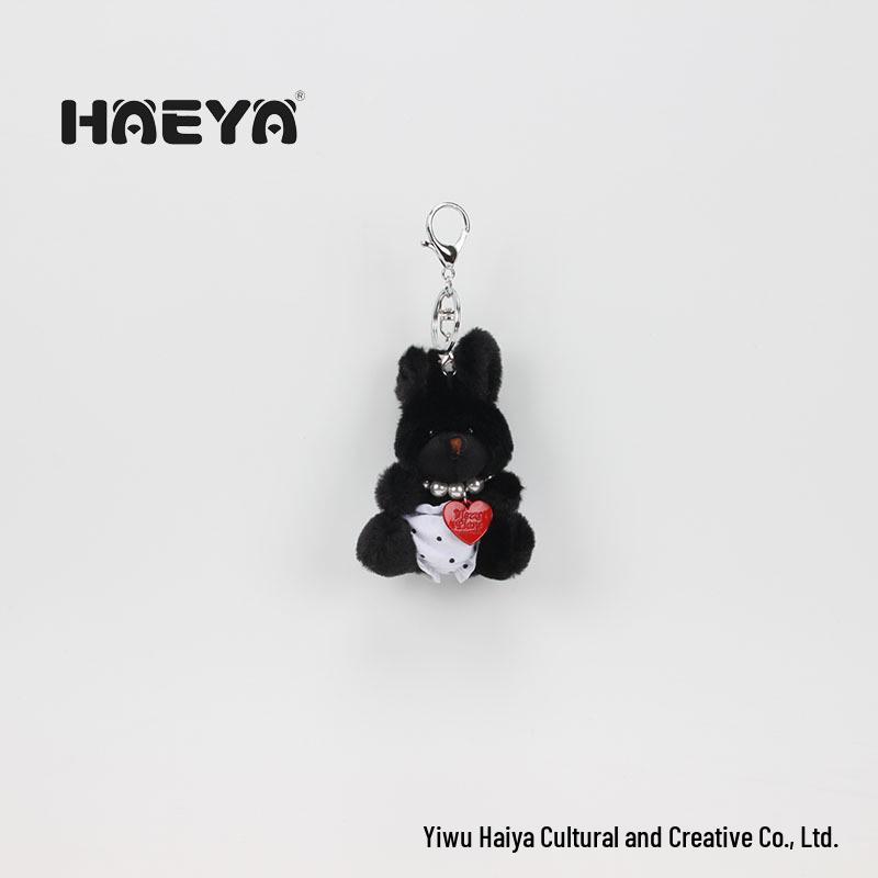 Корейский брелок Черный Кролик из Донгдамуна и Жемчужное Сердце Ожерелье с Треугольными Трусиками - Милый Подарок для Пары
