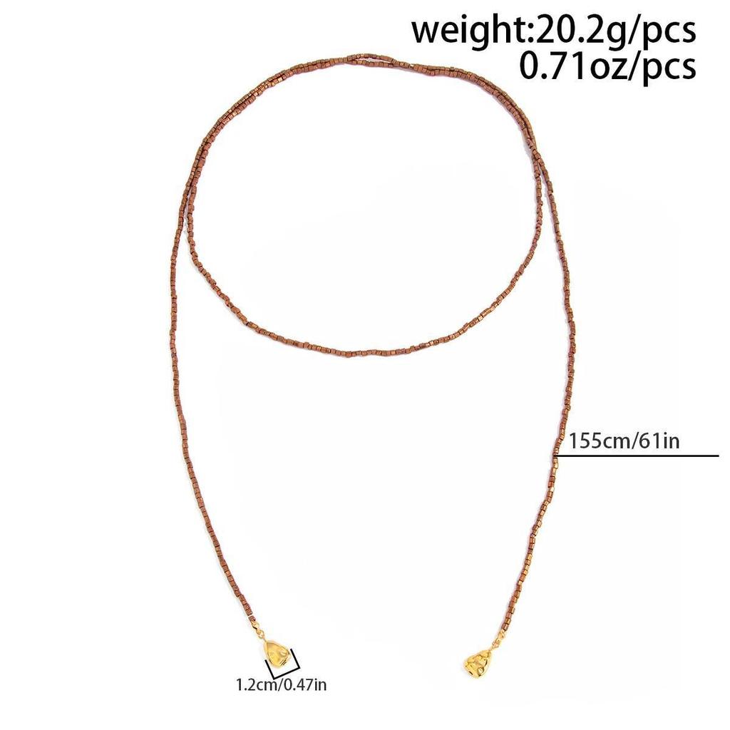 SHIXIN Vintage Acrylic Long Beads Chain Choker Necklace Women Elegant Geometric Pendant Necklace Adjustable Sweater Chain Gifts