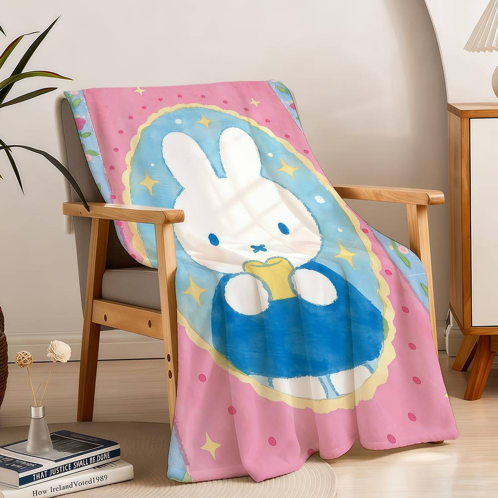 Cute Cartoon M-MiffyS-ES Rabbit Blanket Throw Super Cosy Plush Living Room Sofa Couch Childish Birthday Gifts