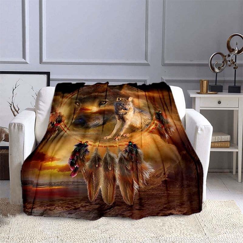 Одеяло Lousidream с волком для кроватей, одеяло с тотемом волка, супер мягкое теплое одеяло, фланелевые домашние одеяла, портативное жестяное одеяло