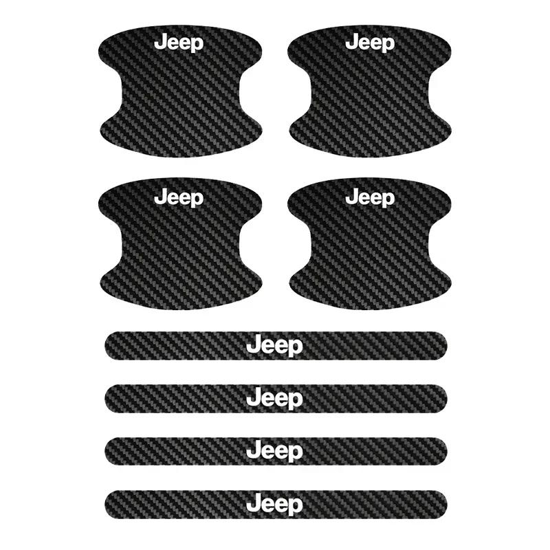 For Jeep 4/8/12PCS Car Door threshold Sticker Door Handle Bowl Scratch Protective Sticker For Jeep Wrangler Renegade Wrangler