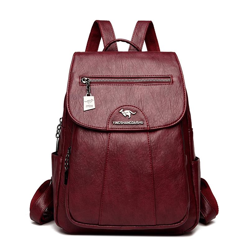 Стильный женский рюкзак большой вместимости из мягкой кожи с защитой от кражи для путешествий и учебы