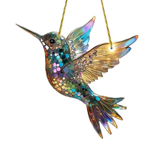 Bird Sun Catcher Ornament Stained Acrylic Flying Bird Suncatcher Colorful Window Hanging Decoration