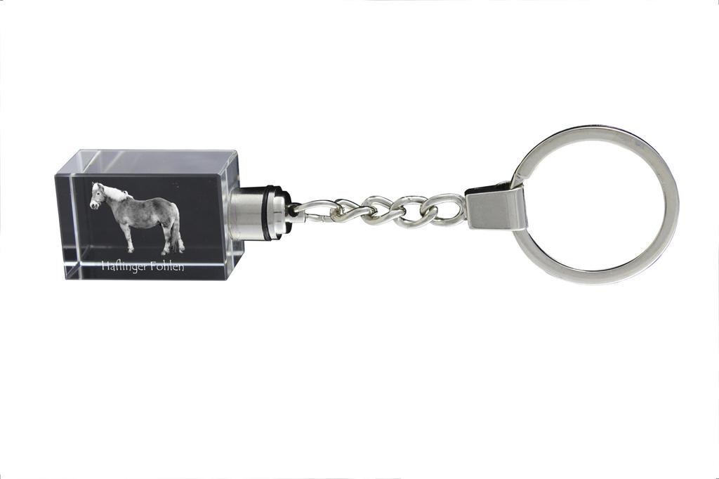 Haflinger Fohlen - Crystal Pendant with Photo of a Horse, Illuminated Pendant, Unique Gift by Art-Dog Brand