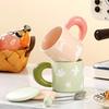 Creative Small Fresh Ceramic Mug Couple Water Cup with Lid Spoon Women's Day Souvenir Coffee Cup Gift