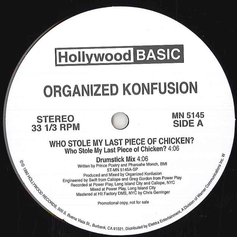 12-дюймовая пластинка ORGANIZED KONFUSION - Кто украл мой последний кусок курицы? MN5145 HOLLYWOOD BASIC US Рэп и Хип-хоп/R&B Б/у