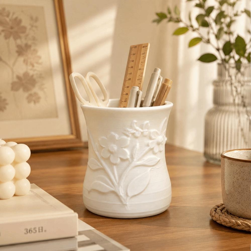 Multi Functional Storage Box 3D Printed Pen Holder Light Luxury Flower Vase Desktop Decoration