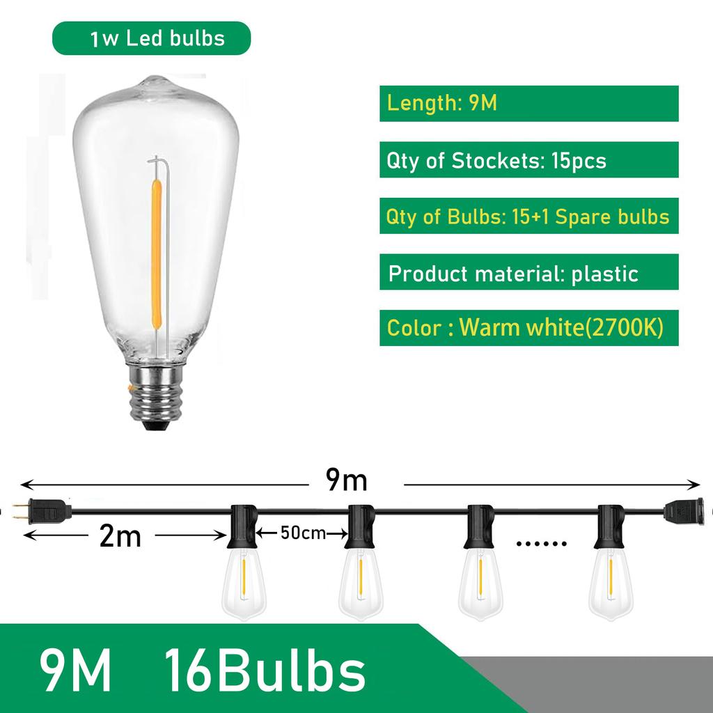 Гирлянда ST38 светодиодный глобус гирлянда наружная гирлянда с регулируемой яркостью для рождественской вечеринки декор сада гирлянда лампа уличная патио задний двор