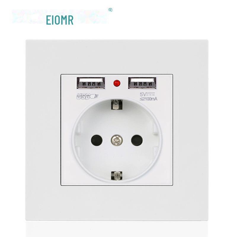 European German Standard Dual USB and Type C Socket Panel