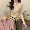 French Cross Slim Inside with Drawstring Knit Top Base for Women's Autumn/Winter Slimming V-neck Sweater Trend