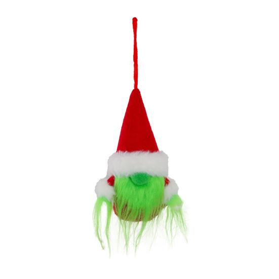 Green Gnome Christmas Ornament Faux Fur Furry Faceless Dwarf with Santa Hat Xmas Tree Hanging Decoration for Tree Party Decor