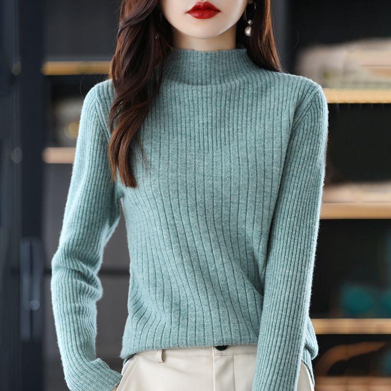 Пуловер с высоким воротником и длинными рукавами, вязаный свитер, однотонный женский свитер, женский свитер на осень и зиму 2022