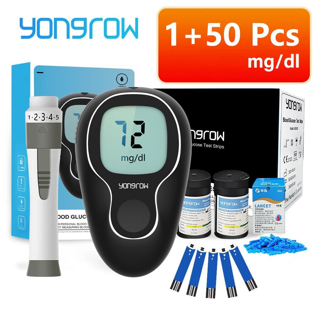 Flash Sale-Yongrow Blood Glucose Monitor Kit Blood Sugar Test Coding-free Meter with Test Strips and Lancing Device for Diabetes Test