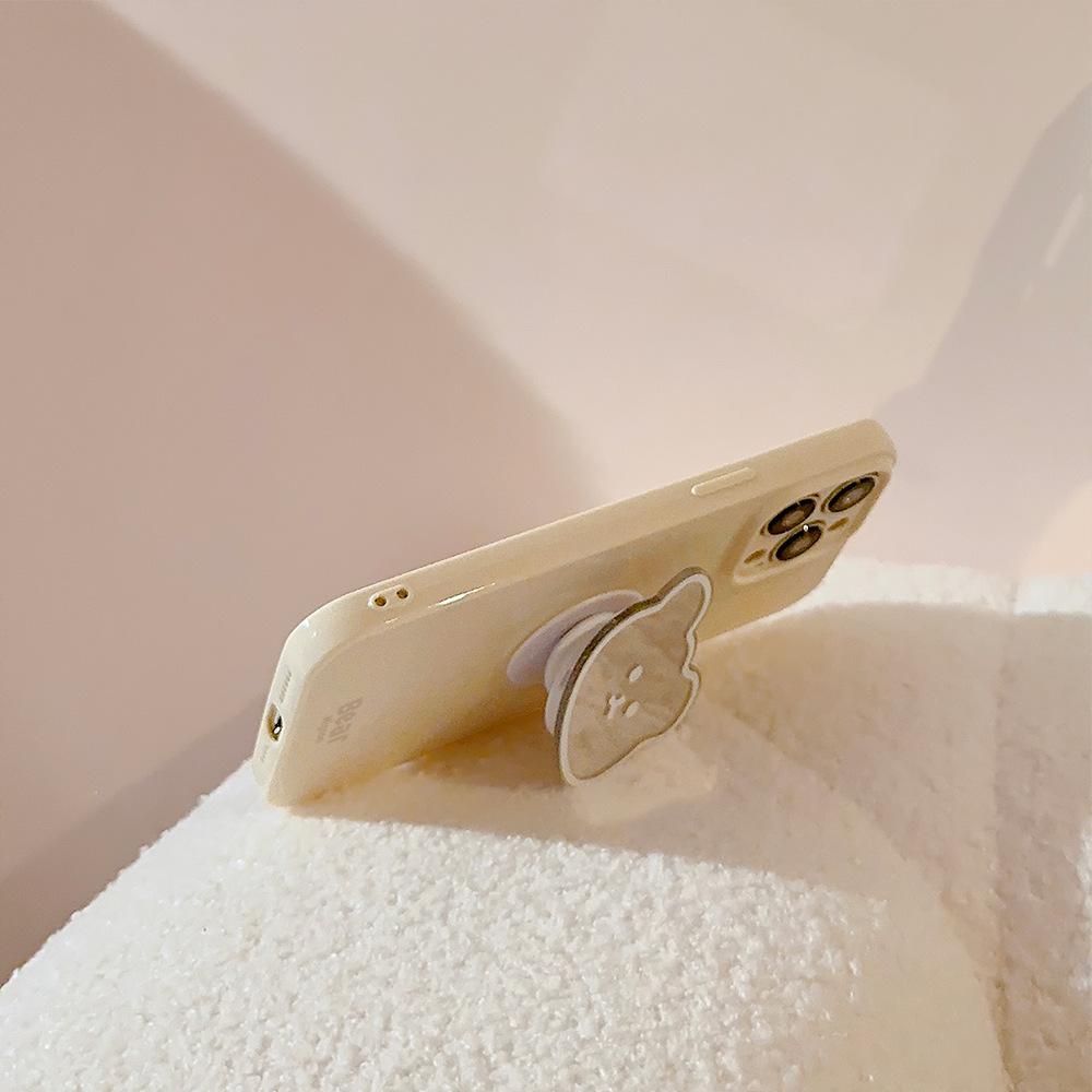 Simple Bear Mirror Bracket Iphone13 Suitable for 16promax IPhone Case 11 Cute 12 Silicone 15