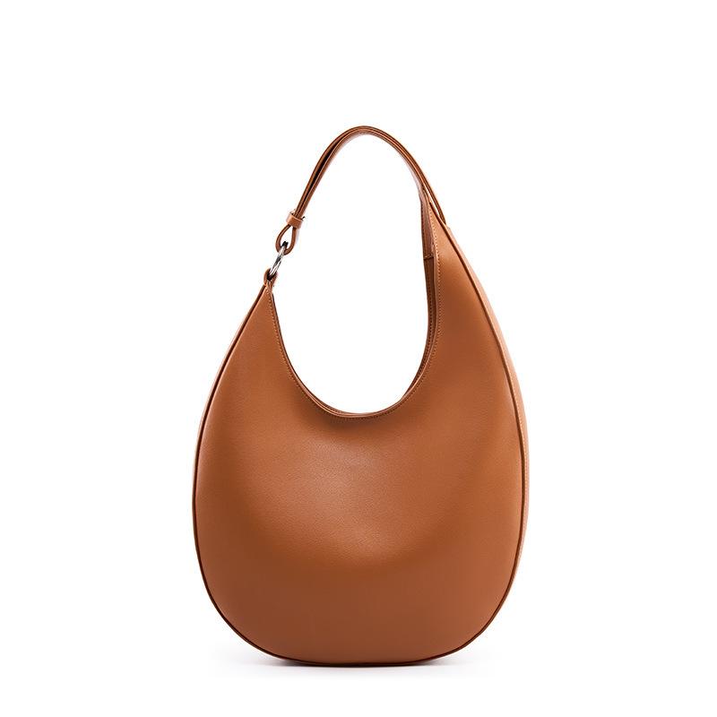 Crescent Bag Women Split Leather Semi Round Shoulder Bags Large Ladies Leather Crossbody Tote Bag