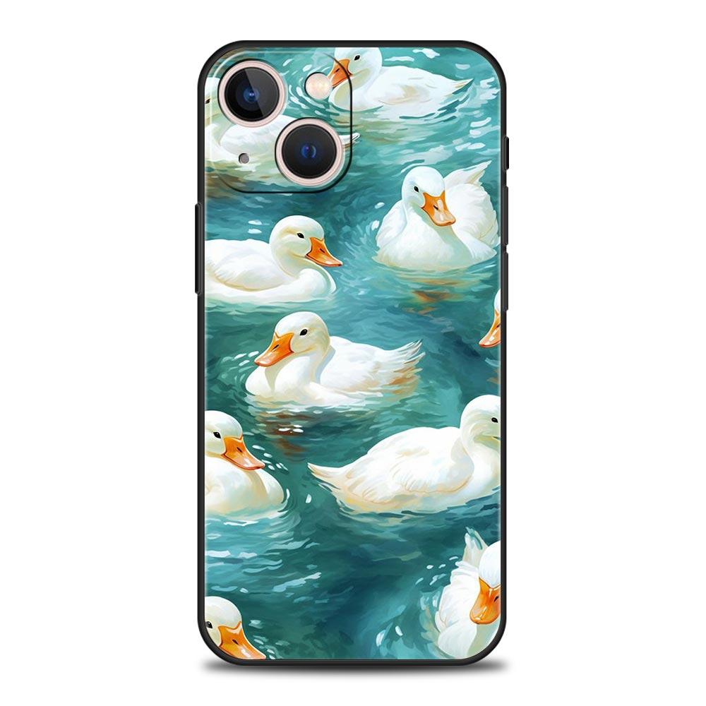 Cartoon Duck Goose Game Luxury Phone Case For iPhone 15 14 13 12 Mini 11 Pro Max XS X XR SE 7 8 Plus Soft Silicone Black Cover