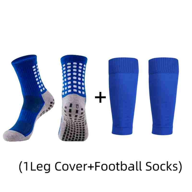 1 Pair of Combination Adhesive Point Anti Slip, Sweat and Odor Resistant Football Sports Socks+leg Protectors