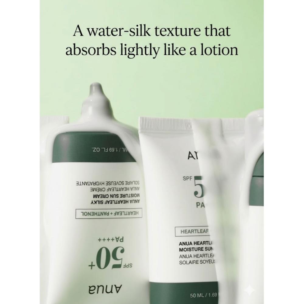 [ANUA] Heartleaf + Panthenol Silky Moisture Sun Cream (Sunscreen) SPF50+ PA++++ 50ml