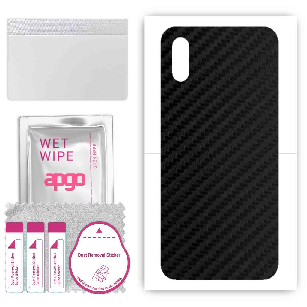 apgo Protective Skin Sticker for the Back Compatible with Xiaomi Redmi 9AT, Wrap Film, Foil, Vinyl - Pattern Carbon Black
