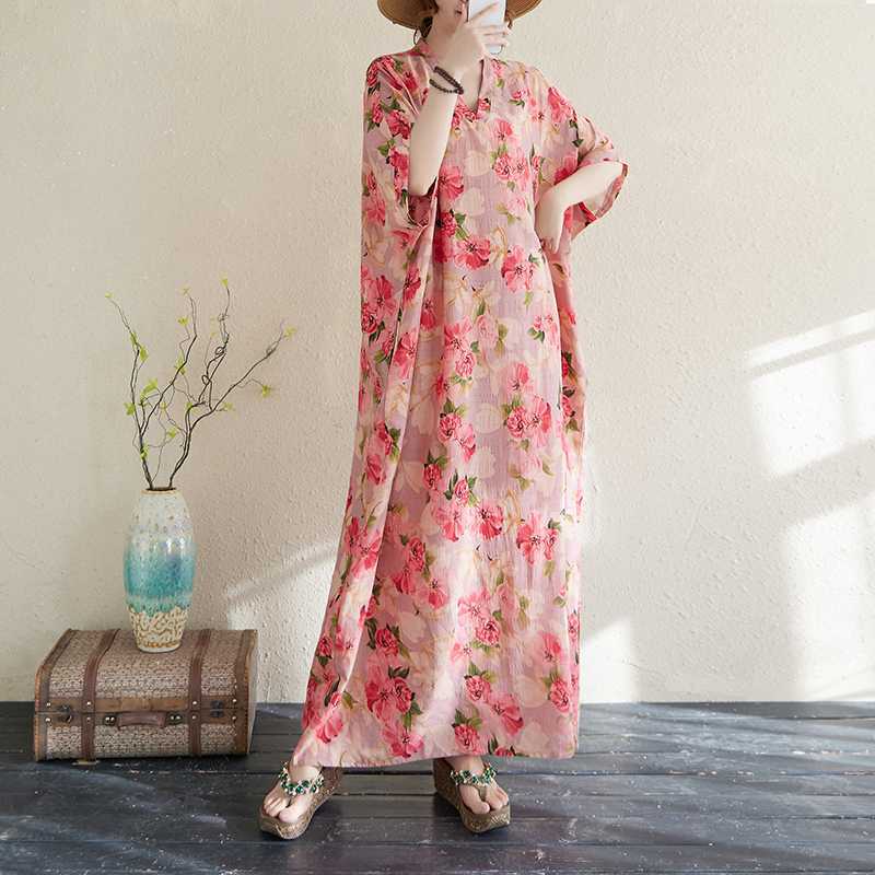 Летнее цветное дорожное платье с V-образным вырезом в стиле ретро, длинная юбка, хлопок-лен