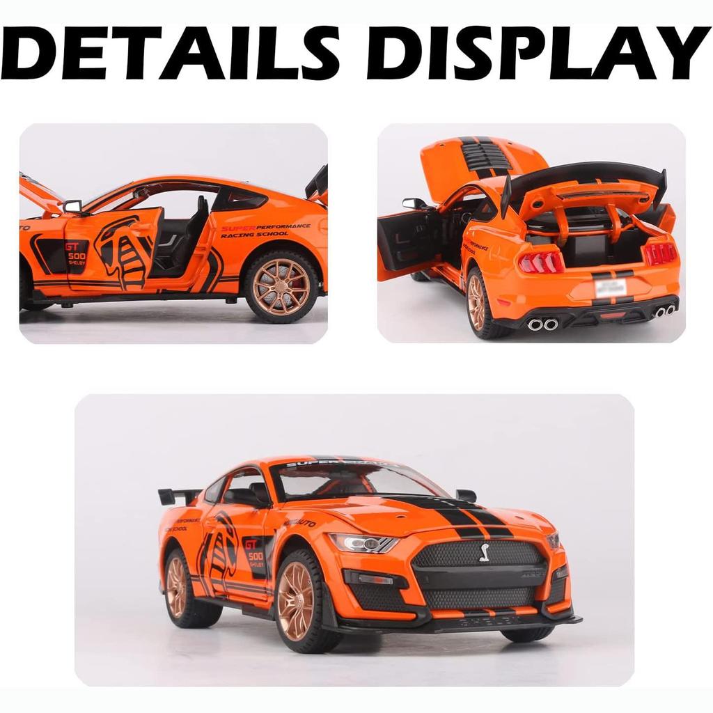 1:32 масштаба Ford Mustang Shelby GT500, литая под давлением модель автомобиля из сплава с откидной спинкой, звуком и светом, мини-симуляторы транспортных средств, игрушки для детей, бойфренда