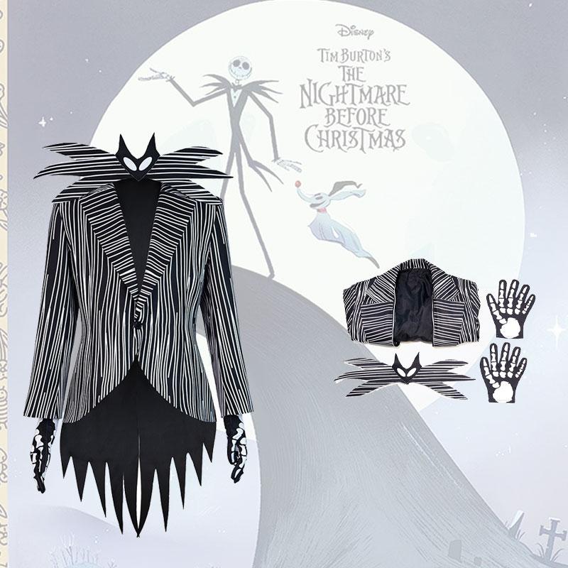 Перед кошмаром Рождества Костюм для косплея Джека Скеллингтона Набор на Хэллоуин