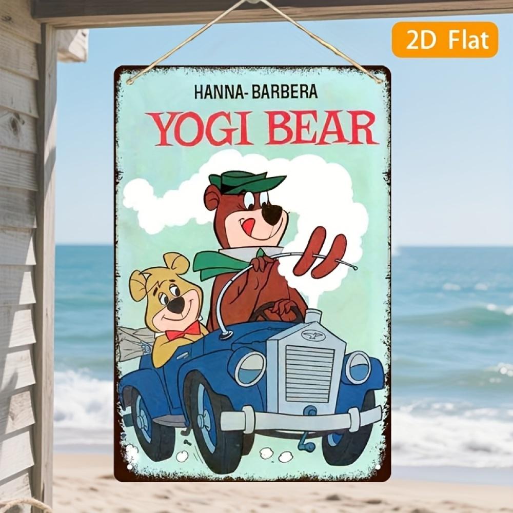 HannaBarbera Yogi Bear Vintage Metal Sign D Flat Tin Wall Art Retro Cartoon Decor Nostalgic Car Illustration Cute Bear Pl