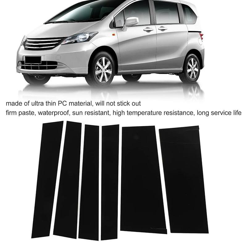 6pcs Car Window Door Column B C Pillar Post Trim Cover Glossy Black PC Stickers Accessories for Honda Freed GB3/GB4/GP3 2008-2016