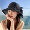 2025 Летняя женская элегантная шляпа из органзы с цветочным узором для бассейна, защита от солнца для путешествий, крутая шляпа рыбака