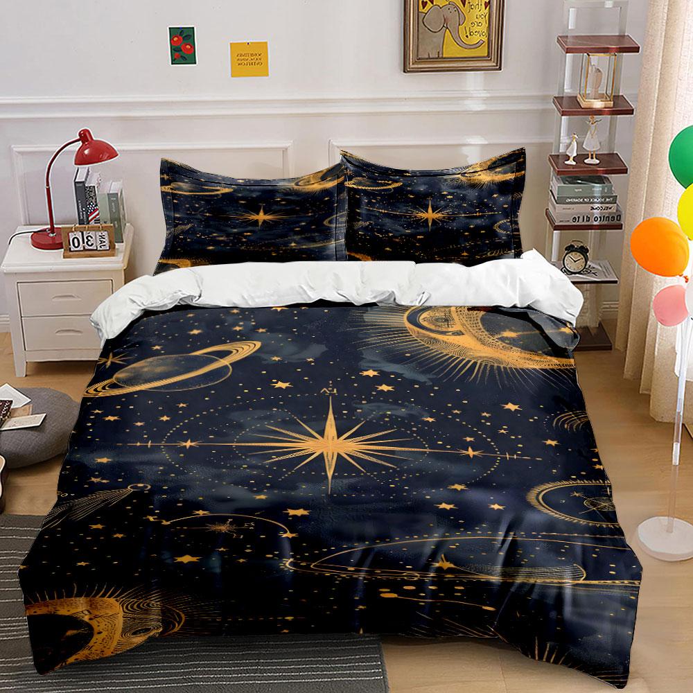 "Golden cosmic dreams." Bedding sets Duvet covers Pillowcases(1* Duvet Cover 2* Pillowcases without duvet insert)