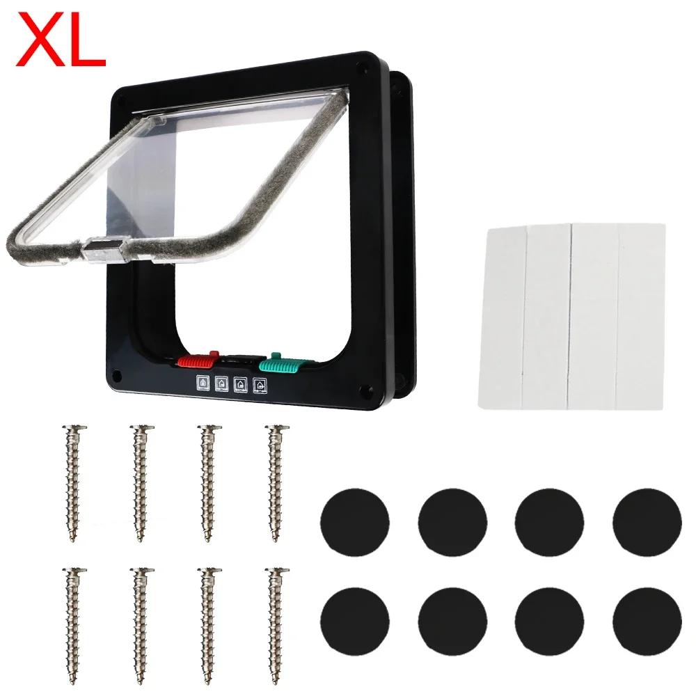 With 4 Way Lock Security Flap Door Dog Cat Flap Door For Dog Cat Kitten Cat Puppy Safety Gate Small Pet Supplies ABS Plastic