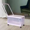 Storage Bin with Wheels and Handle Rolling Crate Foldable Lid Utility Cart Box for