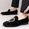 New Men's Velvet Embroidery Casual Shoes Luxury Designer Male Formal Wedding Dress Slip On Loafers Homecoming Footwear