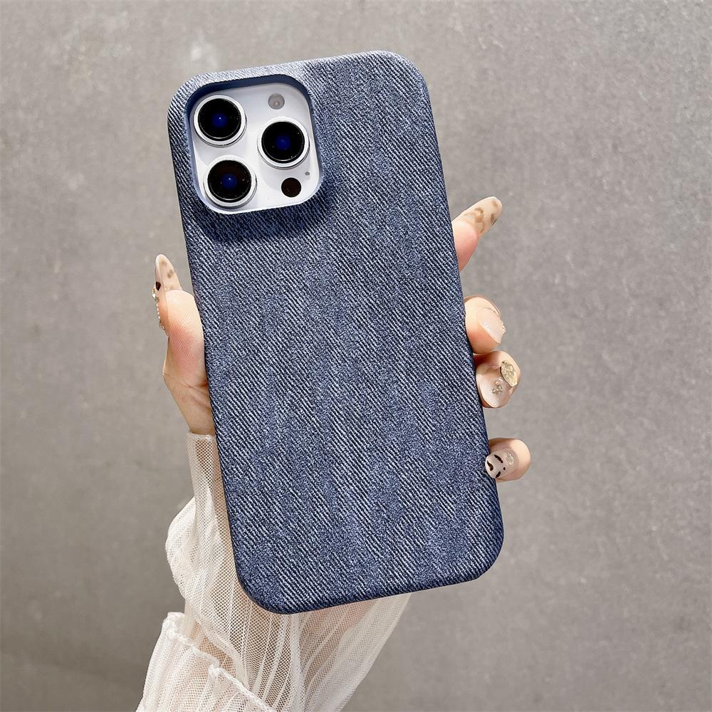 Applicable To IPhone16proMax Half Pack Denim Phone Case New Apple 15 Premium Sense Anti Fall Protection Case