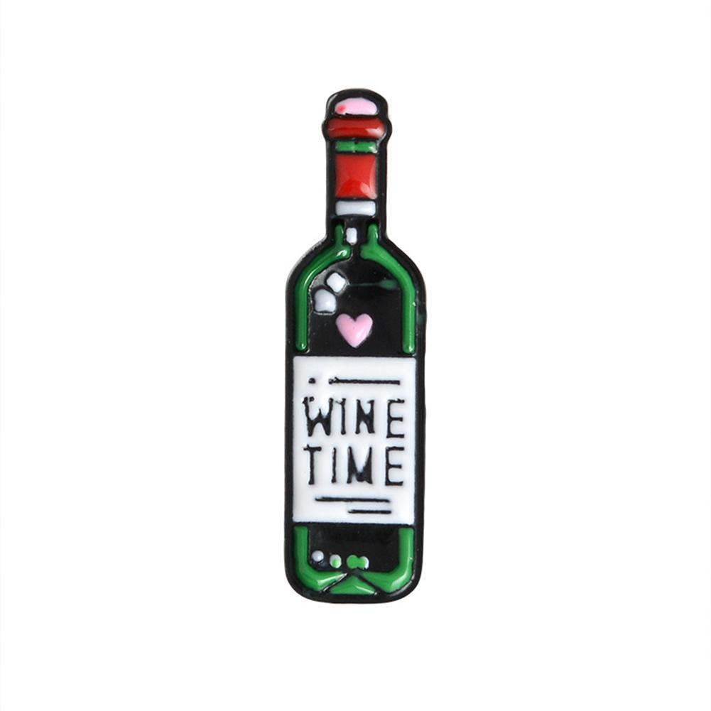 Mini Cute Wine Glass Wine Bottle Brooch Enamel Pin Fashion Badge For Lovers Friends