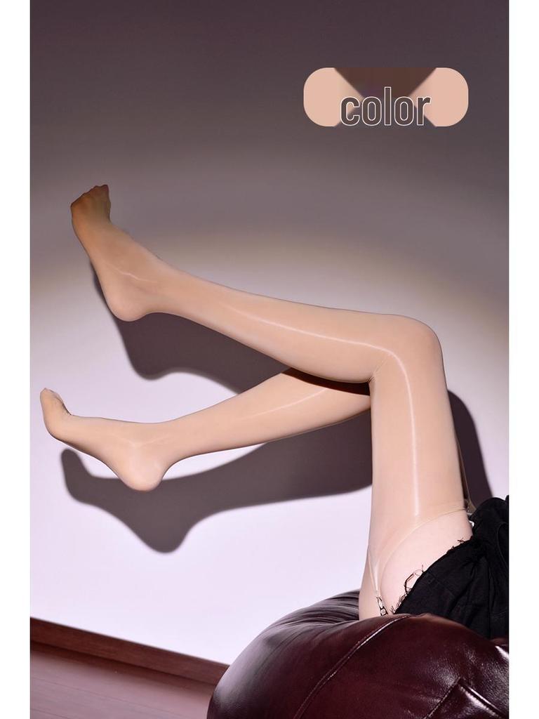 Маленькая Сваха Черные Прозрачные Миди-гольфы и Маслянистые Шелковистые Чулки до Бедра с Носками до Колена с Лошадиным Жиром.