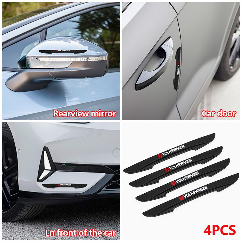 SLZPW1 New 4pcs Rubber Car Door Edge Protector Stickers Anti Collision Strips For VW Passat 4 Tiguan Golf CC Polo GTI Motion MTM Touran